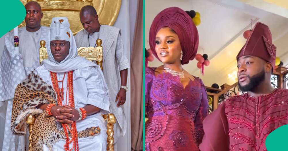 Chivido: Ooni of Ife storms Davido and Chioma's wedding.