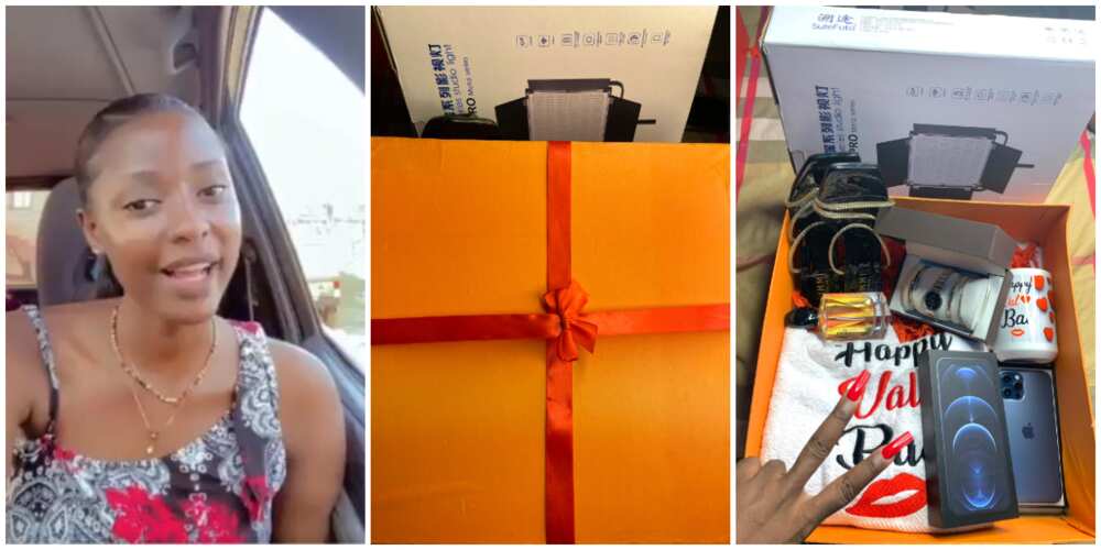 Where una dey see this money? Nigerians react as lady spoils herself with N390k gifts for Val,share photos