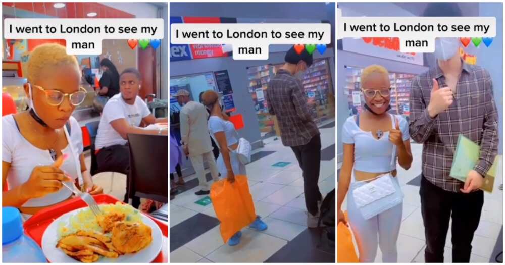 Itohan Blessing, London, Nigerian lady flies to London, tall Oyinbo man