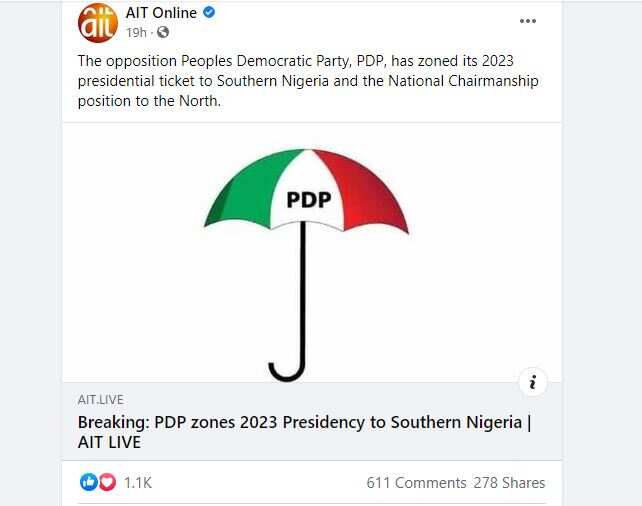 PDP Has Not Zoned 2023 Presidency to Southern Nigeria