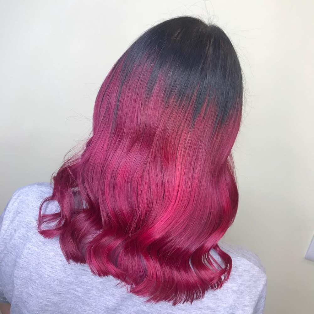 black and pink hair