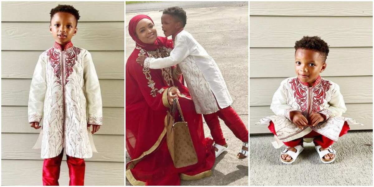 Young Alhaji: Wizkid's lookalike 2nd son shares dashing photos as he dresses up for Eid-el-Fitr