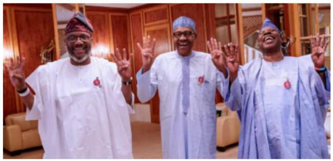 Buhari meets with Amosun, Akinlade in Aso Rock