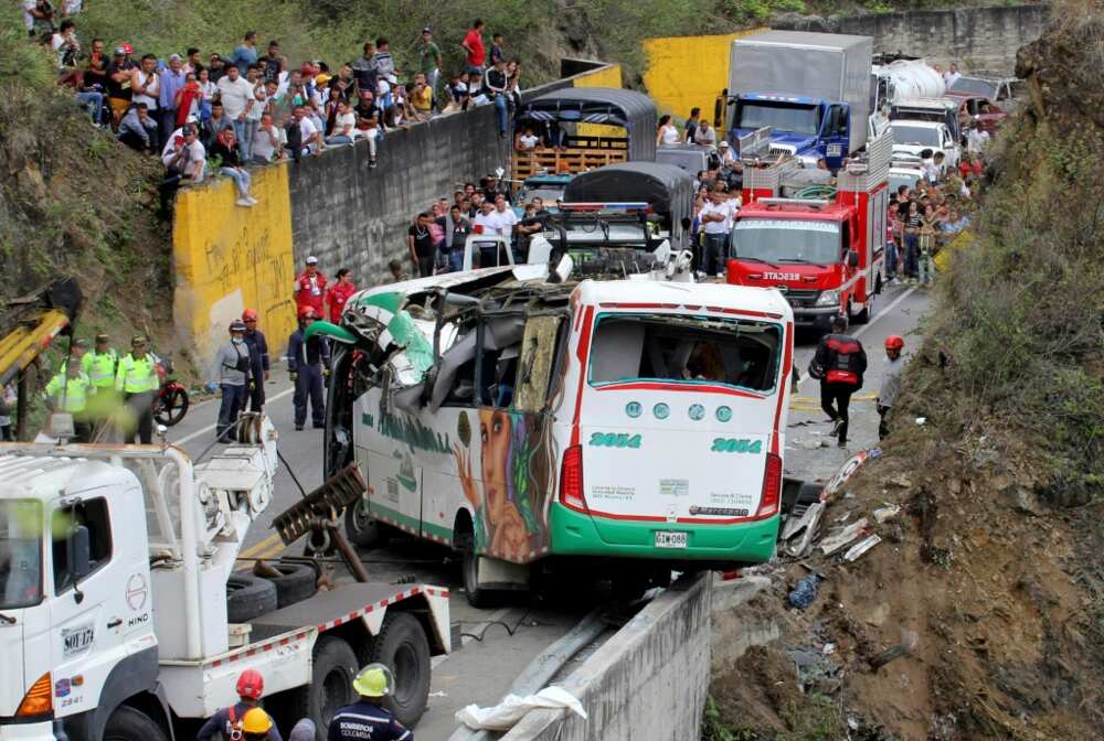 At least 20 people died and 15 others were injured on October 15, 2022 when a bus overturned near a cliff on the Pan-American Highway in southwestern Colombia, police said