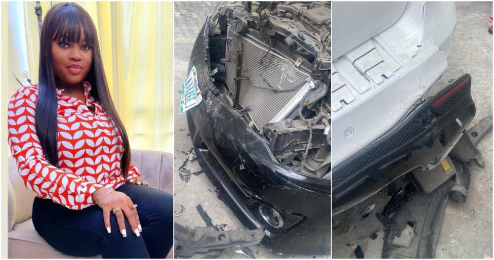 Actress Bewaji Oyediji's Car Wrecked Inside Her Compound, Blames ...