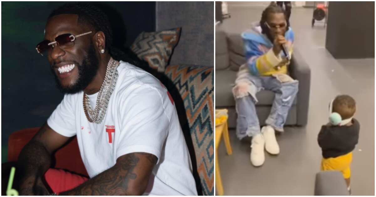 E no concern am: Little boy unmoved as Burna Boy gives him mini performance during rehearsal session