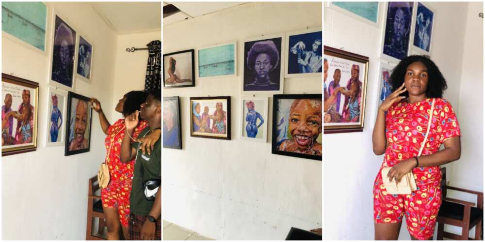 Nigerian Lady Opens Art Studio in the Country, Shows off Lovely Artworks as People Celebrate Her