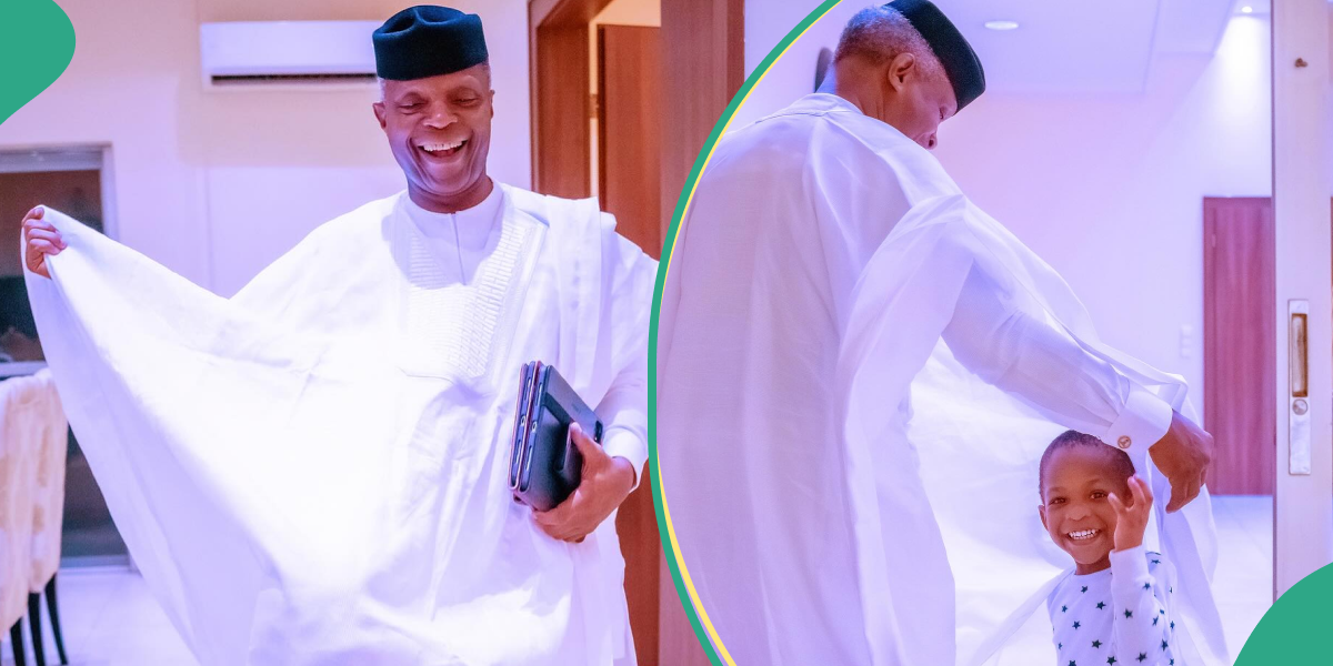 “Joys of being a grandpa”: Photos of Osinbajo playing with his grandkid melt hearts