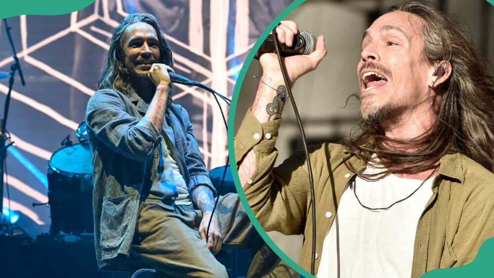 Brandon Boyd of Incubus performs at Shoreline Amphitheatre (L) and during the Aftershock Festival 2018 (R)