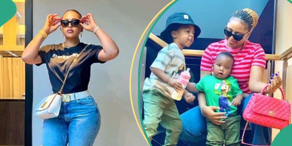 Actress Regina Daniels and her sons Actress Regina Daniels and her sons