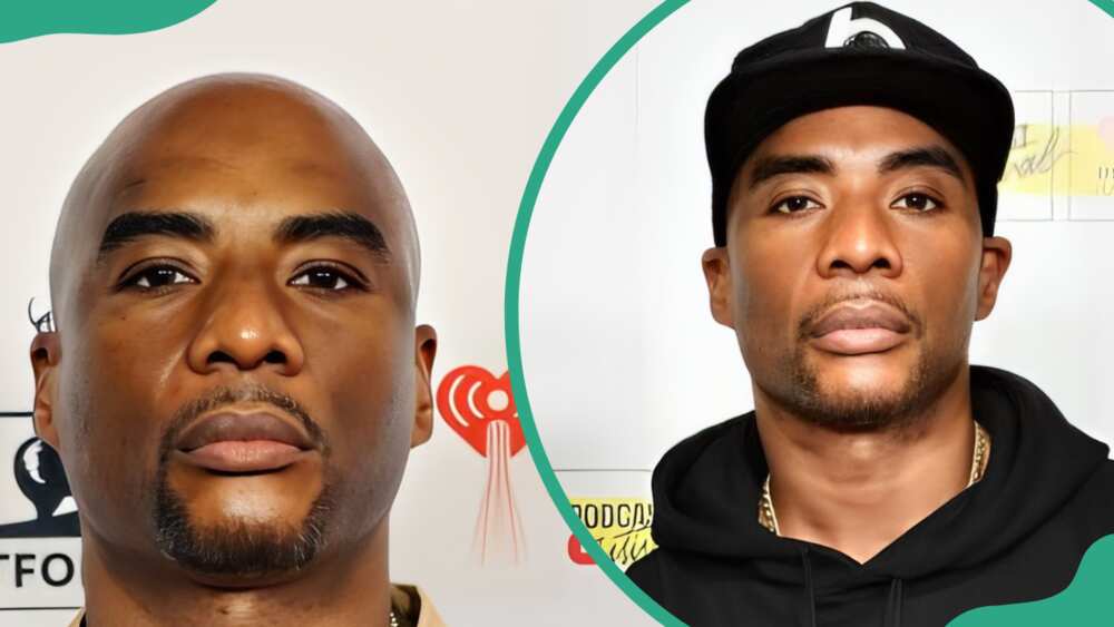 Charlamagne Tha God in a beige and black outfit
