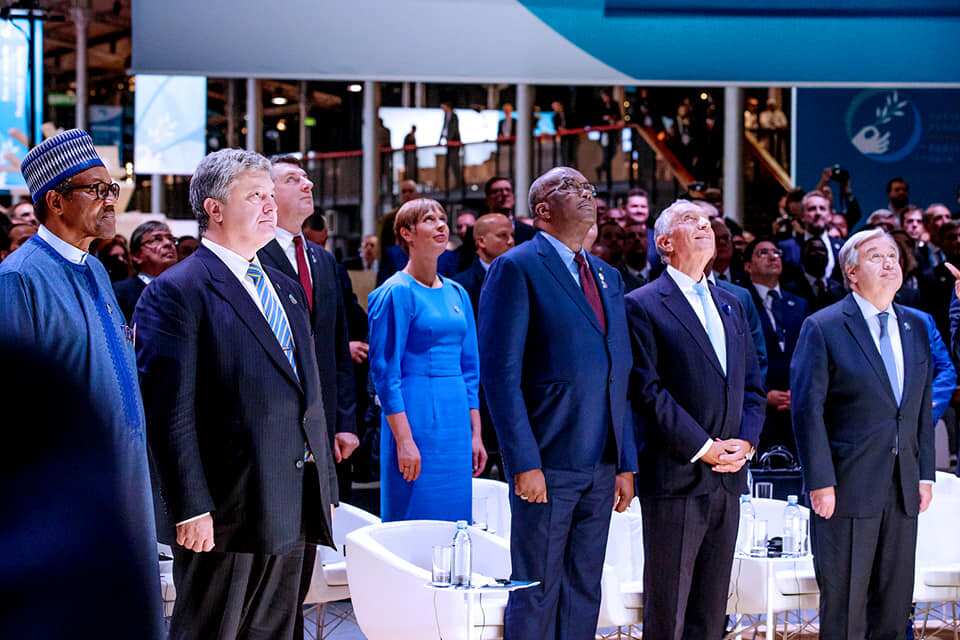 President Buhari delivers his speech at Paris Peace Forum Source: Femi Adesina