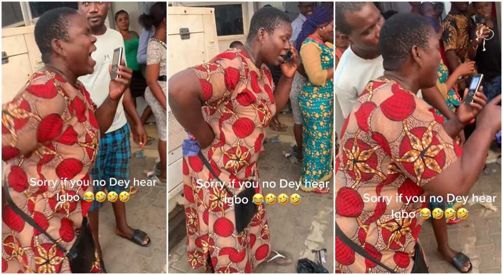 Photos of a frustrated Nigerian woman in the bank.
