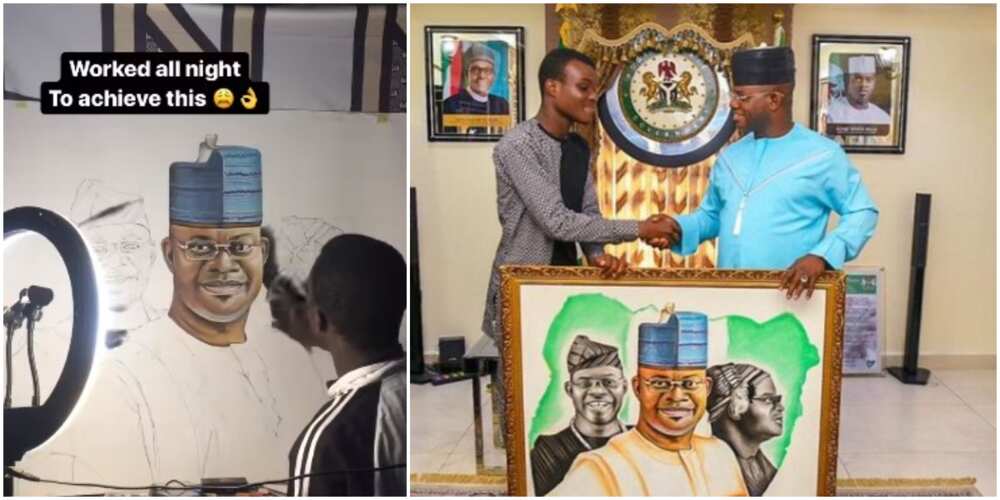 Joy as secondary school boy who drew fine portrait of Kogi State governor is placed on lifetime scholarship
