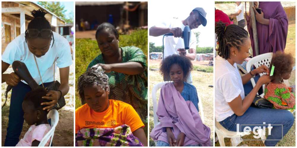 Hair styling at IDP camp