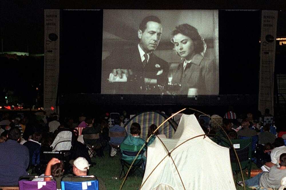 The film classic "Casablanca" is shown on an outdoor screen in Washington in this file picture from 1999