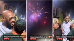 Sweet video as 2baba hugs and pecks wife Annie as they witness fireworks display together on New Year’s Day