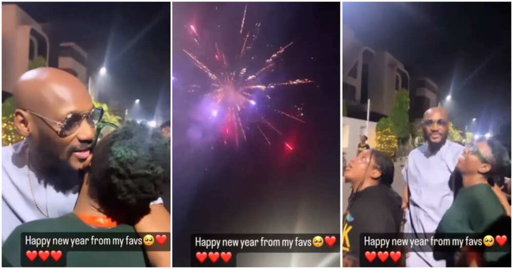 2baba and Annie Idibia celebrate New Year's Day watchingg fireworks display.