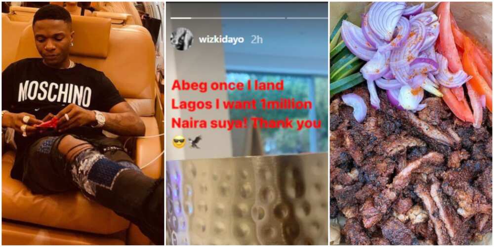 Wizkid asks for suya. Wizkid asks for suya.