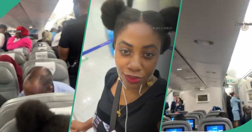 Lady laments, shows very tiny aeroplane Air Peace put her in for her London to Lagos flight