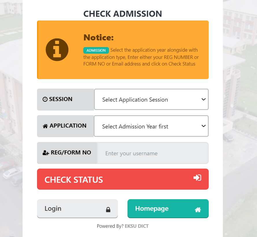 admission status portal