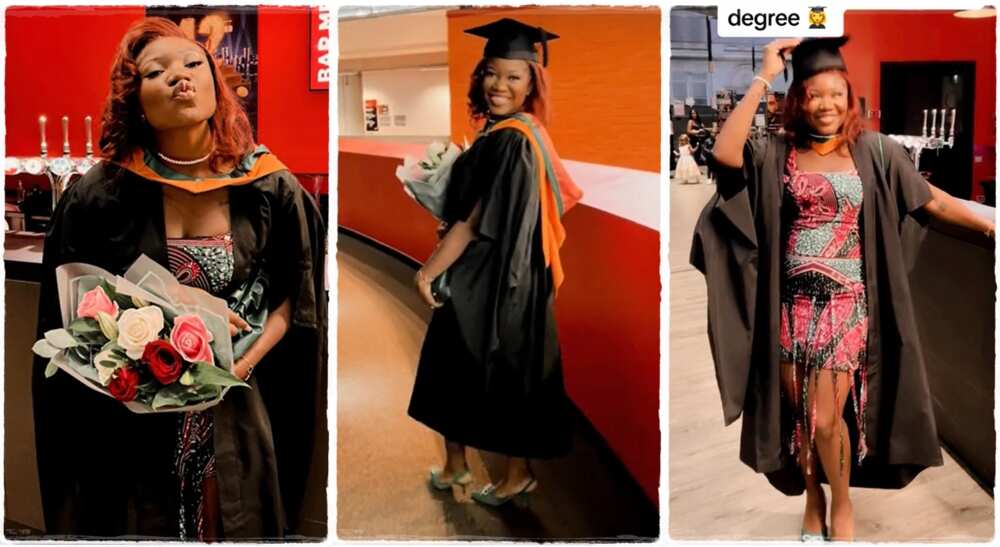 A lady who travelled abroad and bagged a degree.