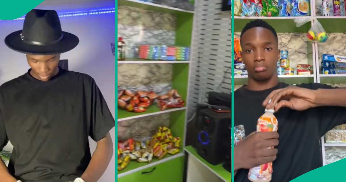Amusing young Nigerian man takes charge of his mother's provision shop, indulges in an entertaining feast of all available snacks and drinks