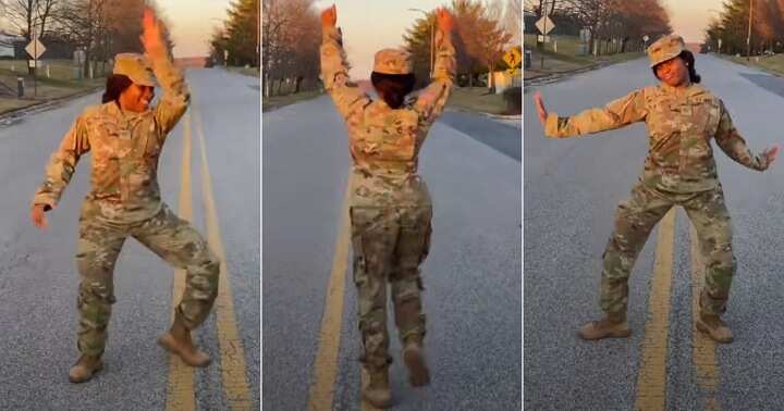 Pretty soldier dances in America