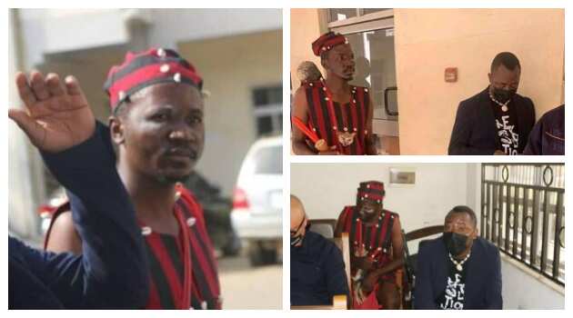 Strange photos of 'Babalawo' escorting Sowore to court in solidarity emerge