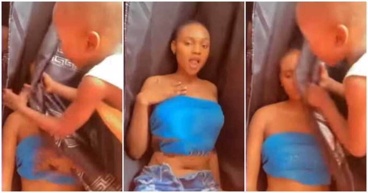 Cover Yourself: Little Boy Barks at & Covers Elder Sister Filming Herself  Dancing in Revealing Outfit in Video - Legit.ng