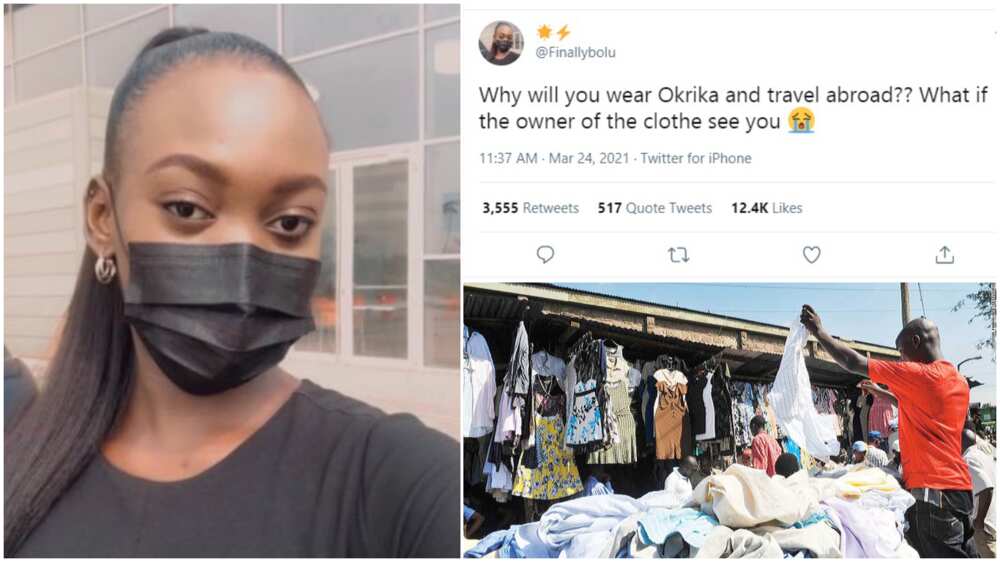 Why wear okrika and travel abroad, what if the owner sees it - Nigerian lady asks
