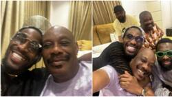 “Thank you for the love as always,” Don Jazzy’s dad prays for D’banj after he paid him a visit