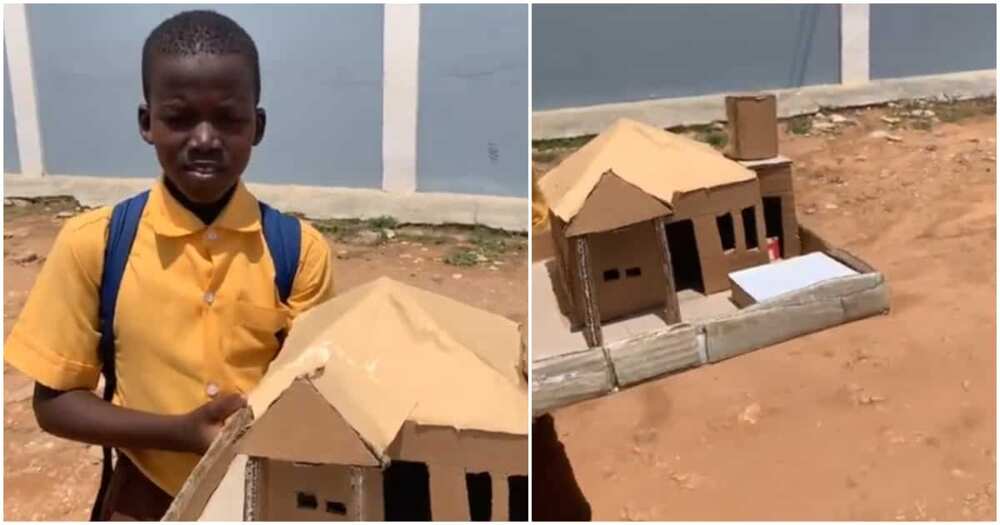 Photo of Jerry and his cardboard-made house. Photo of Jerry and his cardboard-made house.