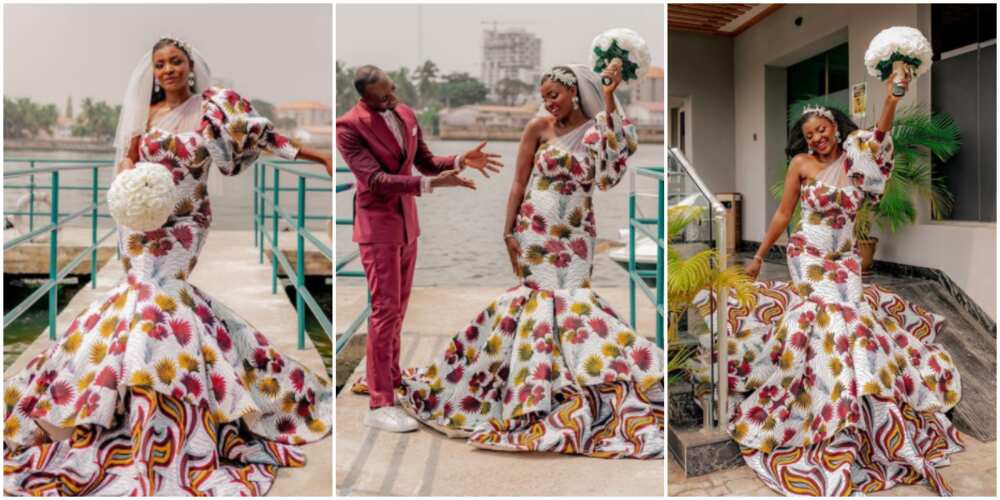 Chioma Inyang and her ankara wedding gown