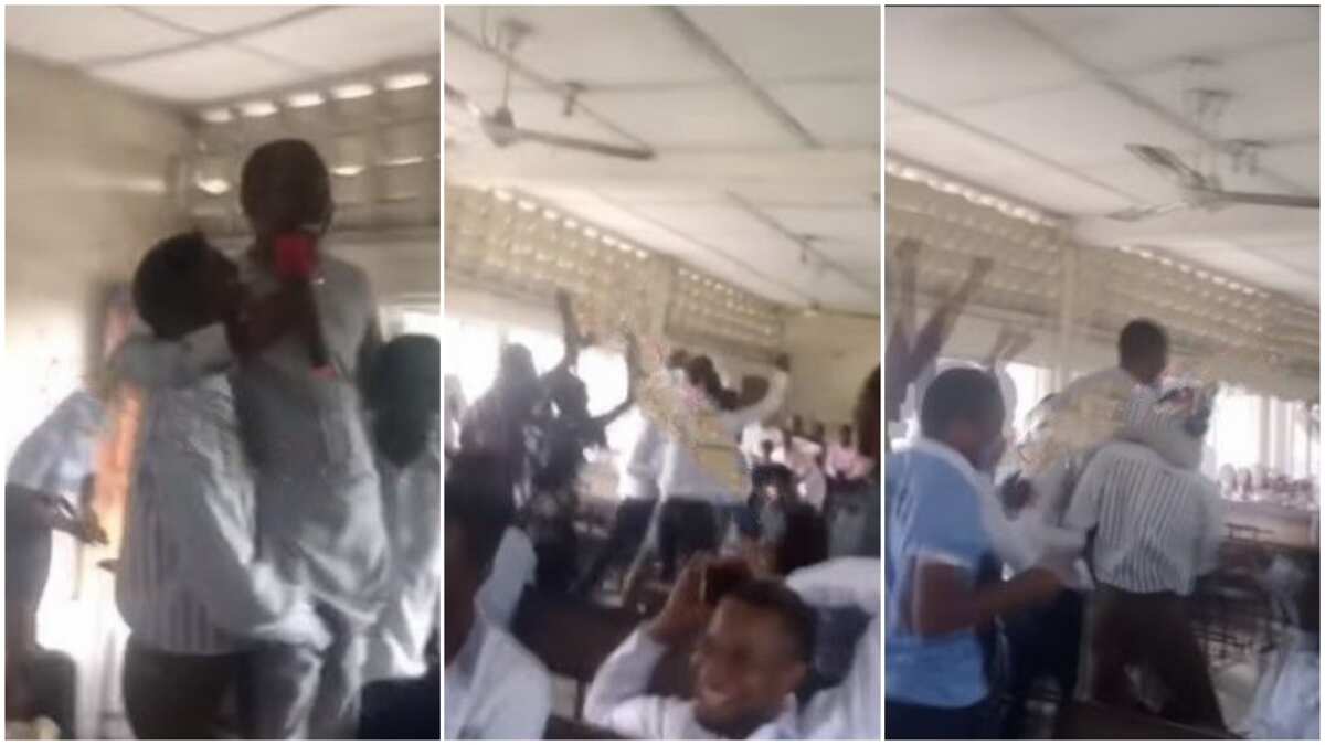 Nigerian students lift their lecturer up, put him on their shoulders after he gave them good marks, many react