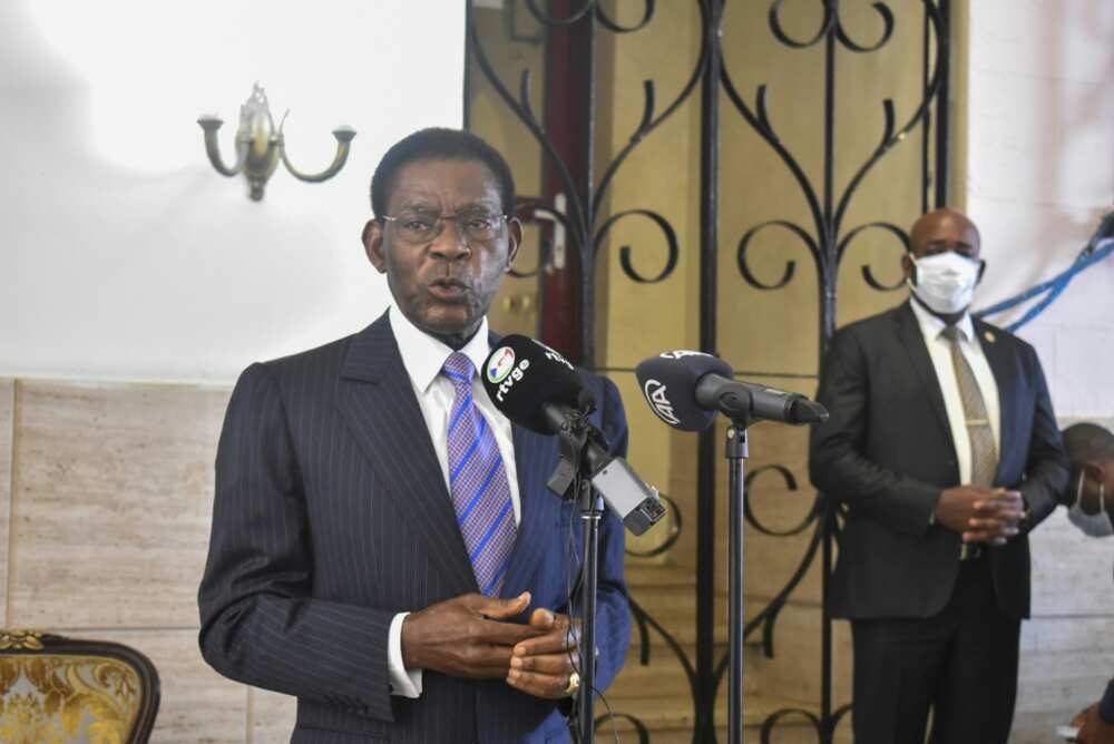 Equatorial Guinea's President Teodoro Obiang Nguema Mbasogo speaks after casting his ballot in the November 20 elections that he won but which were marred by charges of systematic irregularities