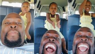 "Power of Amapiano": Little girl scatters dance moves inside dad's car, video goes viral, stuns many