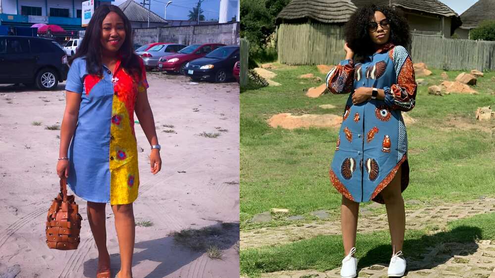 Denim Ankara shirt dresses