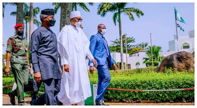 Buhari and Osinbajo at the Presidential Villa