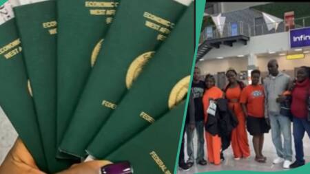 “Let mine come out”: Nigerian family of 6 successfully gets their visa approved, arrives at airport