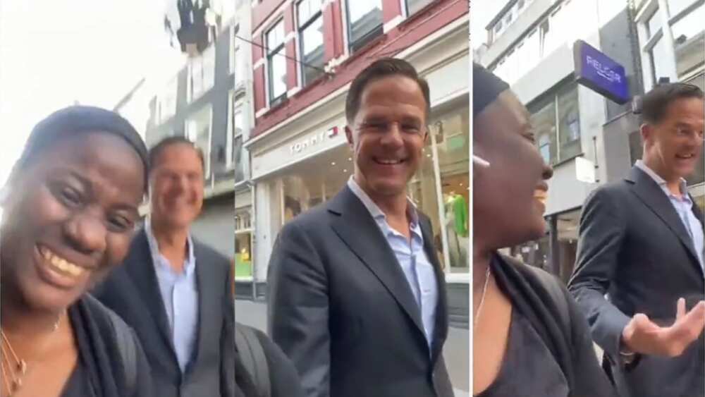 Woman meets the President of Netherland on the street