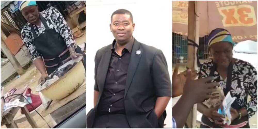 Pastor Adeboye’s Son, Leke Gifts Corn Seller Money After Watching Her Pray Over Her Charcoal Pot (Video)