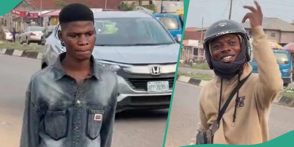 The Nigerian bike man was happy to receive the fuel gift