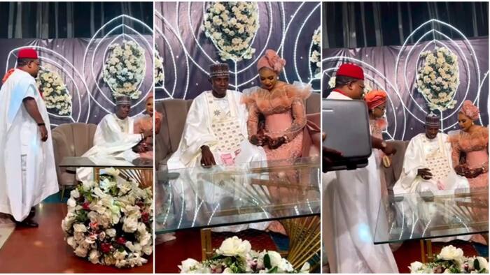 Man throws bundles of freshly minted new naira notes on couple, viral wedding video causes stir on Instagram