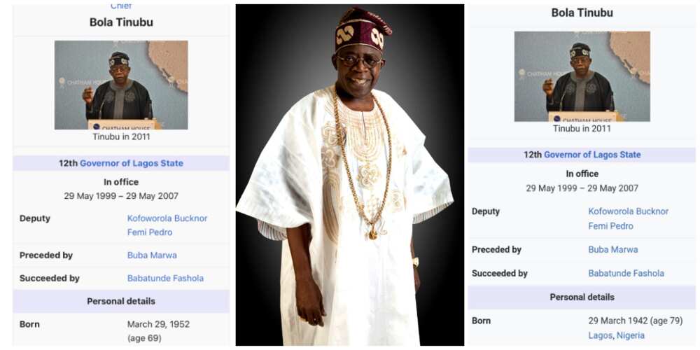 'Yan Najeriya sun yi martani yayin da shekarun Tinubu ya sauka daga 79 zuwa 69 a shafin Wikipedia