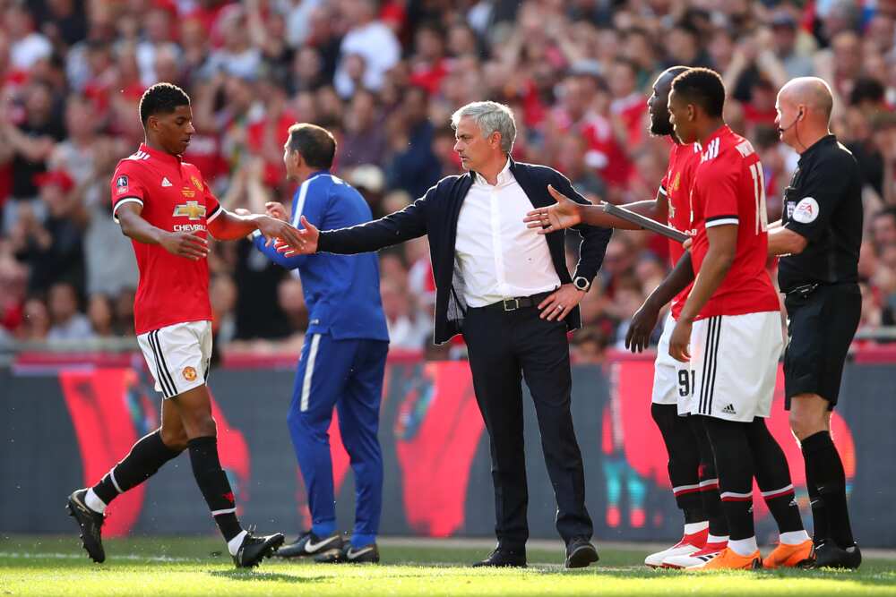 Marcus Rashford and Jose Mourinho