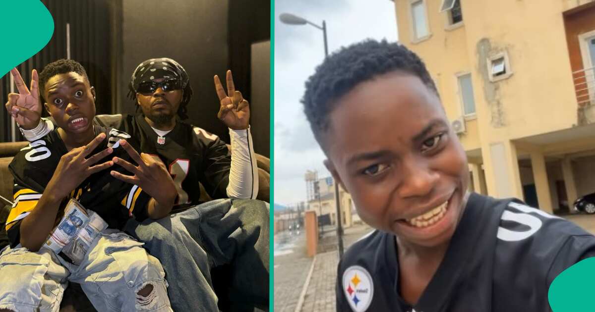 Watch video as TikToker Peller reveals how he has managed to keep a T-Shit Olamide gave him without washing it