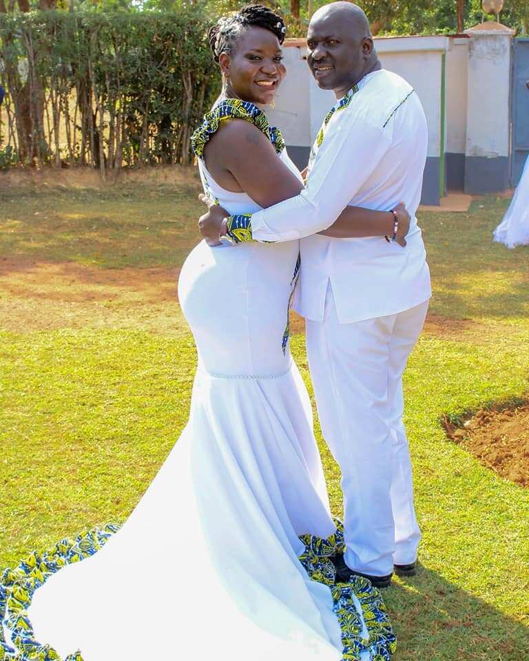 Kenyan woman shows off beautiful wedding dress her talented mum sewed for her