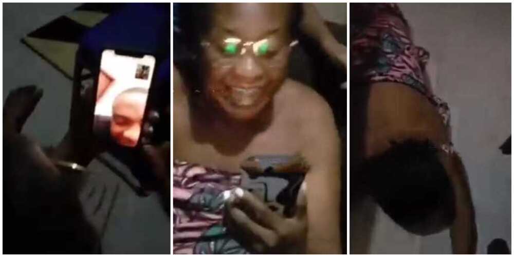 Reactions as overjoyed Nigerian mum on wrapper screams and lay flat on floor after son cut his dreadlocks