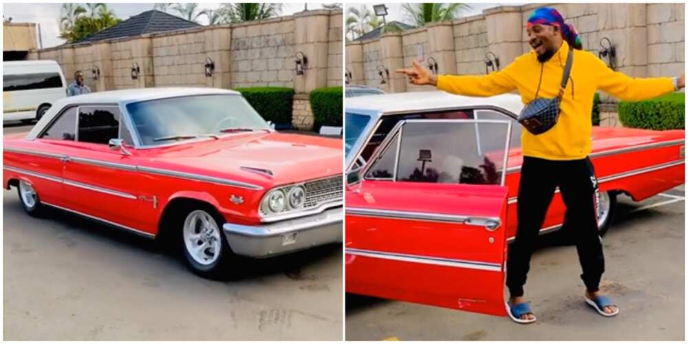 Nollywood actor Junior Pope buys himself a vintage car as early Christmas gift (video)